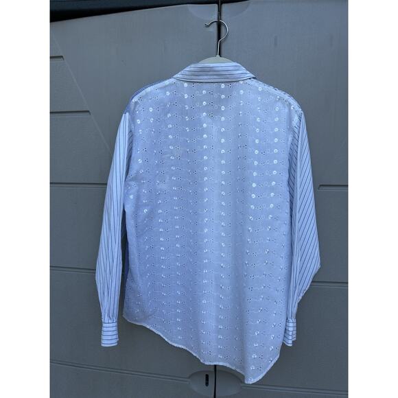 VTG Eagle's Eye Patchwork Embroidered Button Up Shirt Sz M Hong Kong Cottagecore - Picture 7 of 9